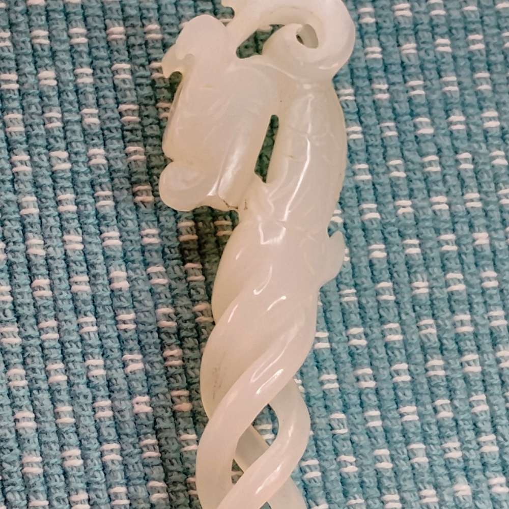 GORGEOUS WHITE JADE.💥DRAGON💥 TWISTED HAIR STICK, SCULPTED HAIR. NWT - Picture 14 of 14